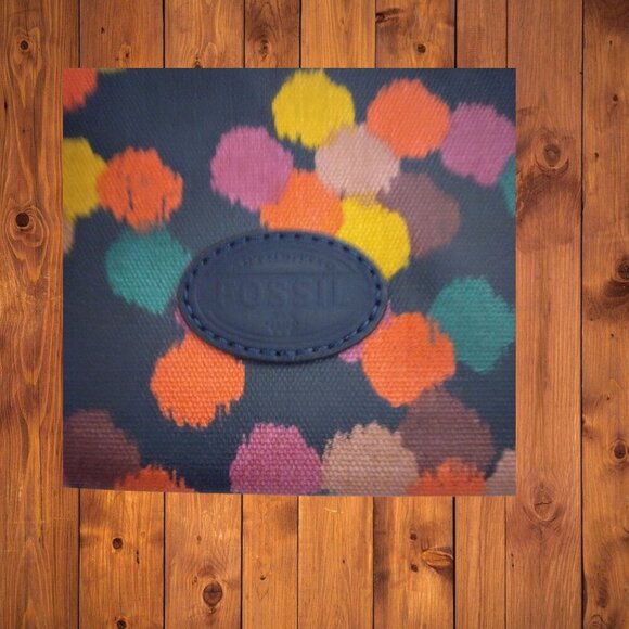 FOSSIL Confetti Polka Dot Wristlet Coated Canvas Card Wallet Colorful Logo - Picture 2 of 6